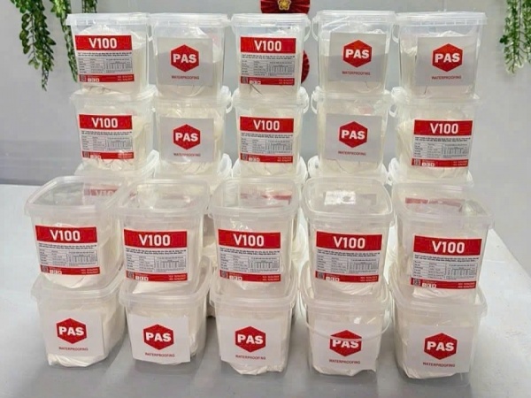PHỤ GIA PAS V100 TRỘN VỮA BÊ TÔNG CHỐNG NỨT - HỘP 250G ( TRỘN ĐƯỢC 250KG XI MĂNG )