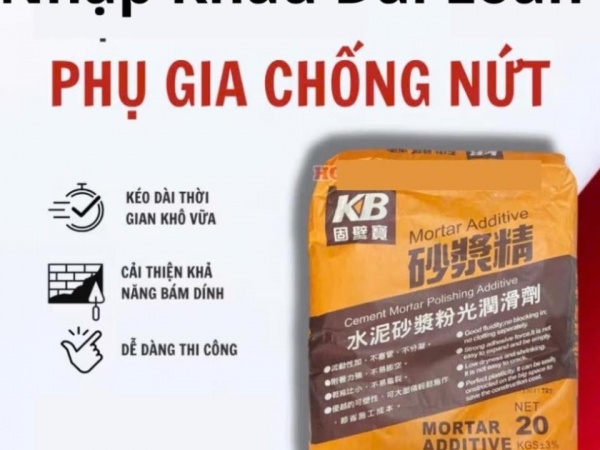  Phụ gia trát tường, Phụ gia chống nứt tường, Phụ gia chống thấm, phụ gia trát trần nhà Kubibao Đài loan Bao 20kg