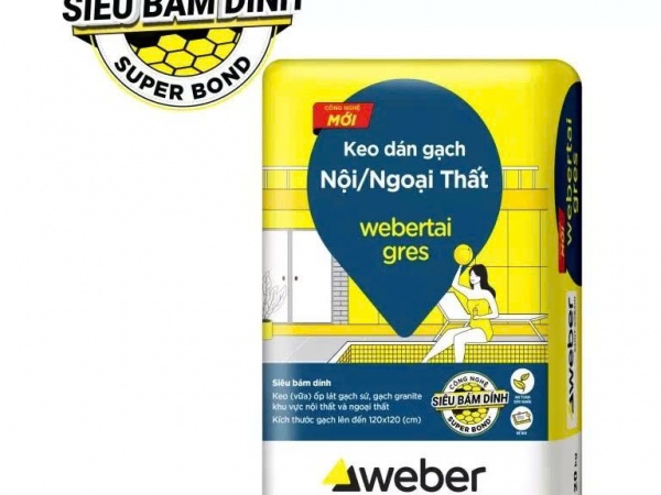 Keo dán gạch webertai gres 25kg/Bao - Keo dán gạch cho HỒ BƠI và gạch/đá KÍCH THƯỚC LỚN