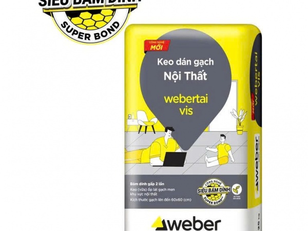 Keo dán gạch webertai vis 25Kg/Bao - Keo (vữa) dán gạch gốc xi măng chuyên dùng cho gạch hút nước kích thước vừa