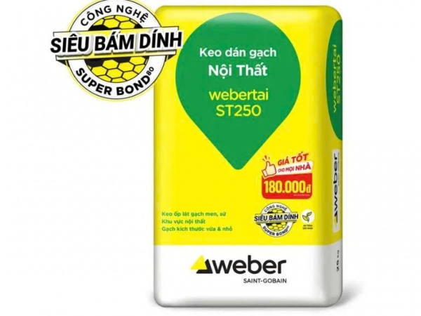 Keo dán gạch Webertai ST250 25kg/Bao - Keo dán gạch nội thất, khổ gạch vừa và nhỏ 